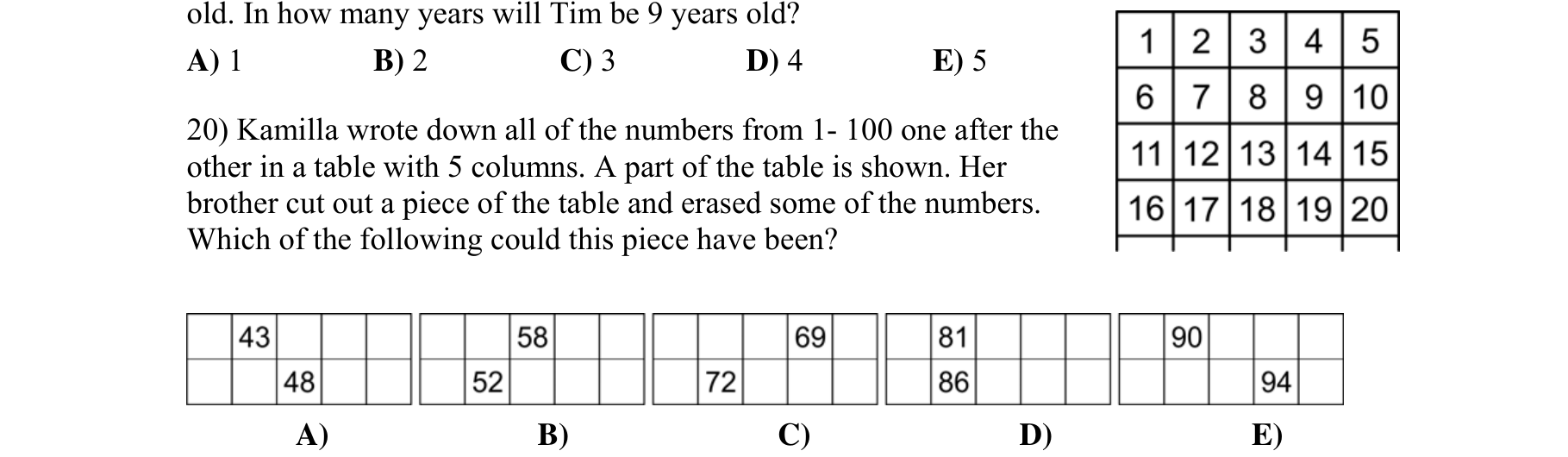 Figure for Math Kangaroo 2010 Problem 20