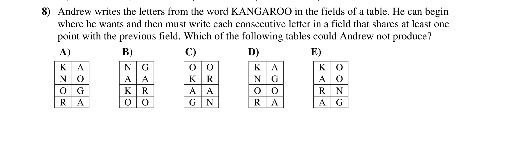 Figure for Math Kangaroo 2011 Problem 8