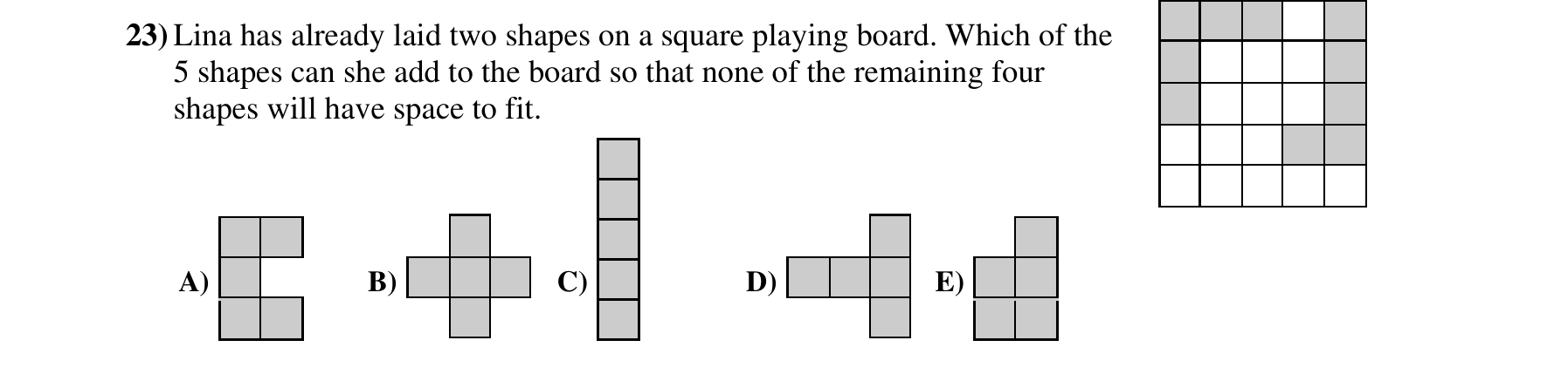 Figure for Math Kangaroo 2011 Problem 23