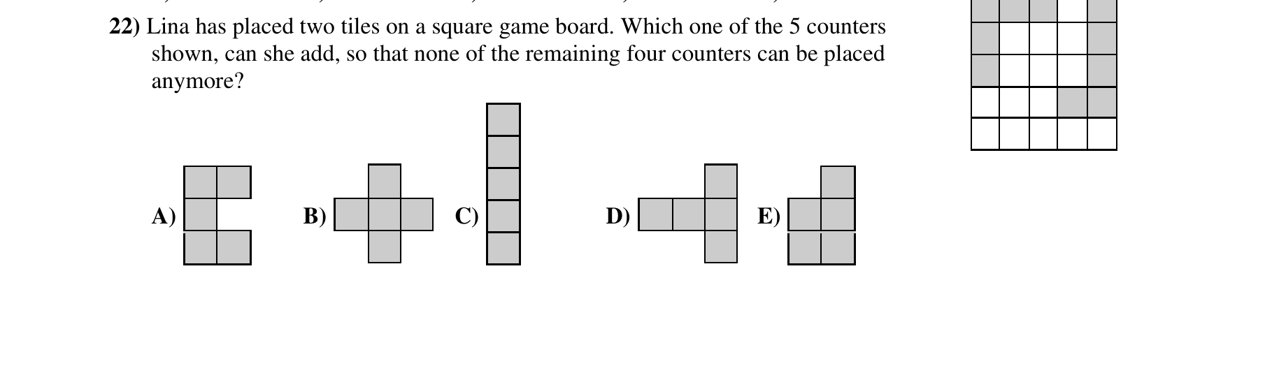 Figure for Math Kangaroo 2011 Problem 22